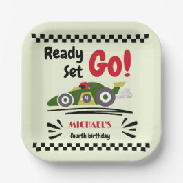 任意の年齢の誕生日準備ができてセット環境にやさしいことをしようレースカー ペーパープレート