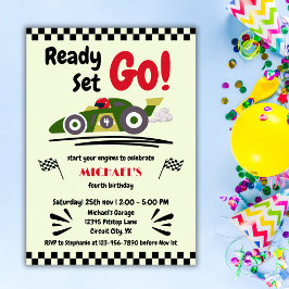 任意の年齢の誕生日準備ができてセット環境にやさしいことをしようレースカー 招待状