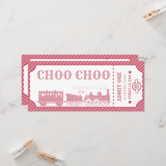 任意の年齢の電車のテーマ女の子の誕生日 招待状 (正面/裏面インサイチュ)