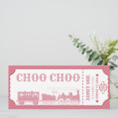 任意の年齢の電車のテーマ女の子の誕生日 招待状 (スタンド正面)