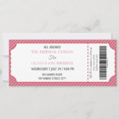 任意の年齢の電車のテーマ女の子の誕生日 招待状 (裏面)