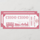 任意の年齢の電車のテーマ女の子の誕生日 招待状 (正面/裏面)