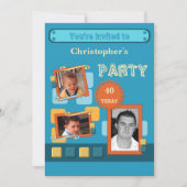 任意の年齢の青男性へ色40番目のパーティーを追加 招待状 (正面)