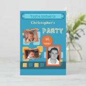 任意の年齢の青男性へ色40番目のパーティーを追加 招待状 (スタンド正面)