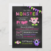 任意の年齢の黒板リトルモンスターガール誕生日 招待状 (正面)