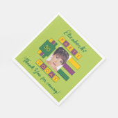 任意の年齢を追加する写真名の緑の誕生日パーティー スタンダードランチョンナプキン (角)