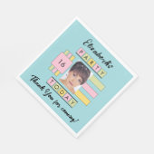 任意の年齢を追加する写真名ターコイズ誕生日パーティー スタンダードランチョンナプキン (角)