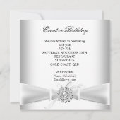 任意の年齢エレガントピンクの白い銀の誕生日パーティー 招待状 (裏面)