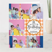 任意の年齢オフェミニンレンジ7フォトコラージュ誕生日 カード (正面)