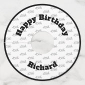 任意の年齢カスタムのタイル模様 – 白黒 ワイングラスタグ (正面)