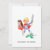 任意の年齢キッズトゥイーンドラゴン中世ナイト誕生日 招待状 (裏面)