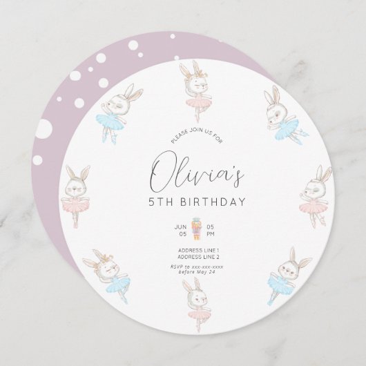 任意の年齢クリスマステーマくるみ割り誕生日 招待状 (正面/裏面)