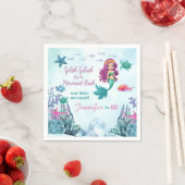 任意の年齢スプラッシュbashマーメイドガールズ誕生日 スタンダードカクテルナプキン (インサイチュ)