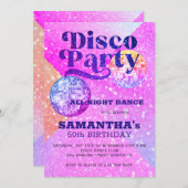 任意の年齢ディスコのダンスの誕生日パーティー 招待状 (正面/裏面)