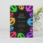 任意の年齢ネオンフットボール少年の誕生日 招待状 (スタンド正面)