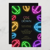 任意の年齢ネオンフットボール少年の誕生日 招待状 (正面/裏面)