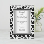 任意の年齢パーティー誕生日白黒牛獣皮 招待状 (スタンド正面)