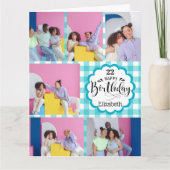 任意の年齢フェミニンティール(緑がかった色)7 Photo Collage誕生日 カード (正面)