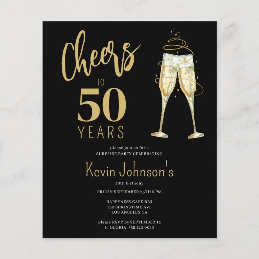 任意の年齢マイルストーンの誕生日パーティーの招待を予算に計上 チラシ (正面)