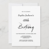 任意の年齢モダンミニマル誕生日パーティー 招待状 (正面)