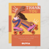 任意の年齢レトロローラースケート女の子誕生日 サンキューカード (正面/裏面)