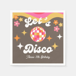 任意の年齢レトロGroovy 70sレッツディスコ誕生日 スタンダードカクテルナプキン