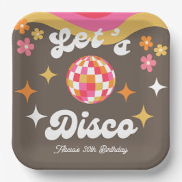任意の年齢レトロGroovy 70sレッツディスコ誕生日 ペーパープレート