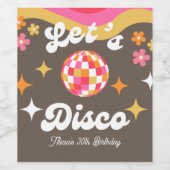 任意の年齢レトロGroovy 70sレッツディスコ誕生日 ワインラベル (シングルラベル)
