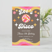 任意の年齢レトロGroovy 70sレッツディスコ誕生日 招待状 (スタンド正面)