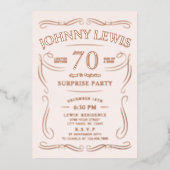 任意の年齢ヴィンテージウイスキーをテーマにしたバラ金ゴールド誕生日 箔招待状 (正面)