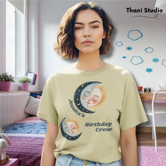 任意の年齢ヴィンテージ天空パジャマ誕生日黄色 Tシャツ