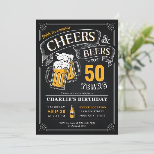 任意の年齢応援とビアーサプライズ誕生日 招待状 (スタンド正面)