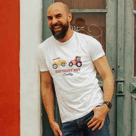 任意の年齢水色トラクターの誕生日パパ Tシャツ