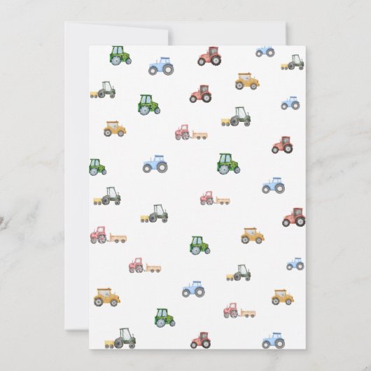 任意の年齢水色トラクターの誕生日 サンキューカード (裏面)