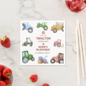 任意の年齢水色トラクターの誕生日 スタンダードカクテルナプキン (インサイチュ)