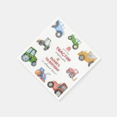 任意の年齢水色トラクターの誕生日 スタンダードカクテルナプキン (角)