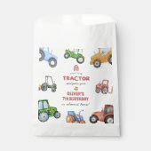 任意の年齢水色トラクターの誕生日 フェイバーバッグ (正面)