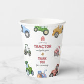 任意の年齢水色トラクターの誕生日 紙コップ (裏面)
