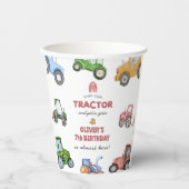 任意の年齢水色トラクターの誕生日 紙コップ (正面)