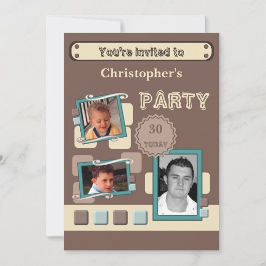 任意の年齢男性へ茶色の30番目のパーティーを追加 招待状 (正面)