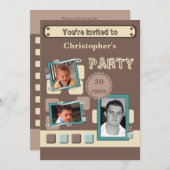 任意の年齢男性へ茶色の30番目のパーティーを追加 招待状 (正面/裏面)