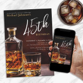 任意の年齢誕生日ウイスキーブラック金ゴールドクラスエレガント 招待状