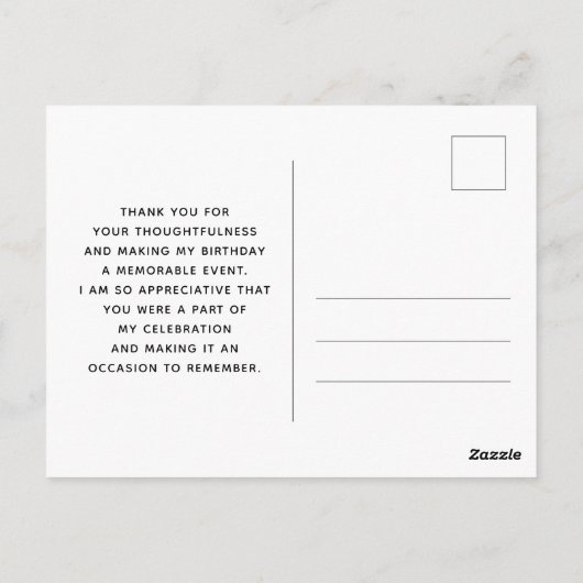 任意の年齢誕生日バラ金ゴールドありがとう ポストカード (裏面)