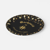 任意の年齢誕生日ブラックと金ゴールド星名 ペーパープレート (アングル)