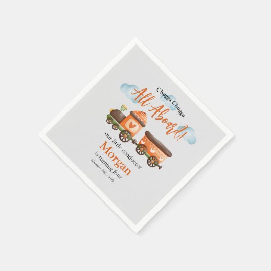 任意の年齢誕生日ラブリートレインウォーター色パーティー スタンダードカクテルナプキン (角)