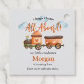 任意の年齢誕生日ラブリートレインウォーター色パーティー フェイバータグ (裏面)