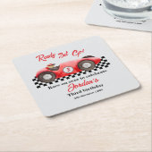 任意の年齢誕生日レッドレースカーレディセットゴー スクエアペーパーコースター (アングル)