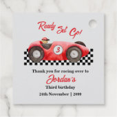 任意の年齢誕生日レッドレースカーレディセットゴー フェイバータグ (裏面)