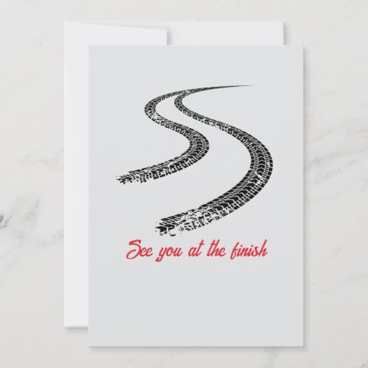 任意の年齢誕生日レッドレースカーレディセットゴー 招待状 (裏面)