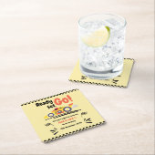 任意の年齢誕生日準備ができて行くイエローレースカー スクエアペーパーコースター (インサイチュ)